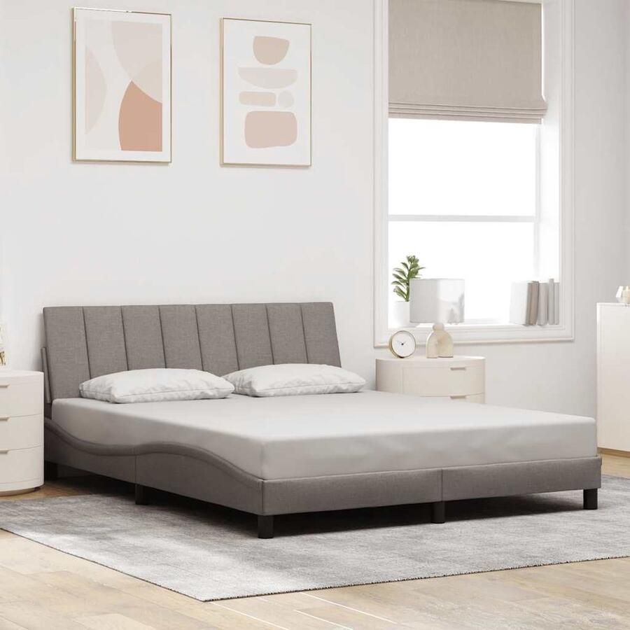 VidaXL Bedframe zonder matras Hanko stof taupe 160x200 cm - Foto 2