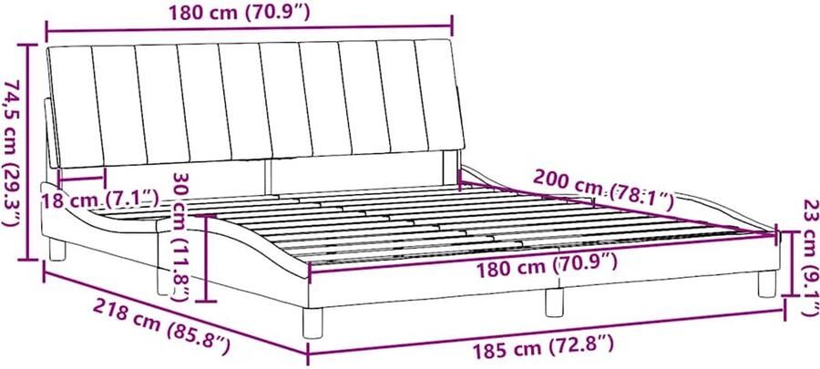 VidaXL Bedframe zonder matras Hanko stof taupe 180x200 cm - Foto 3