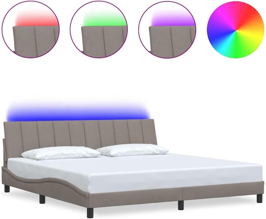 VidaXL Bedframe zonder matras Hanko stof taupe 200x200 cm