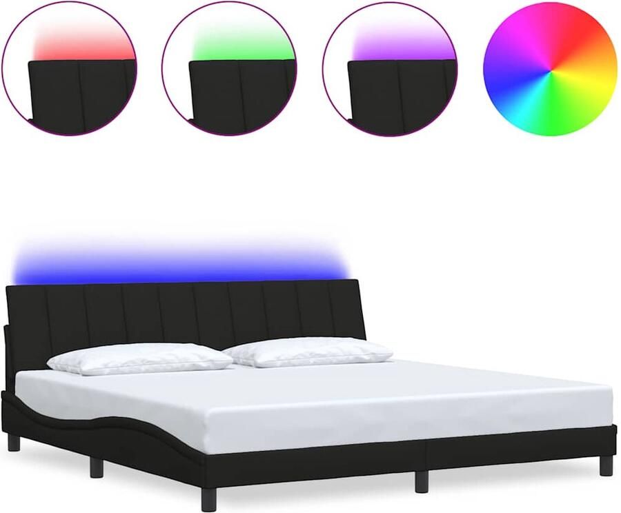 VidaXL Bedframe zonder matras Hanko stof zwart 200x200 cm