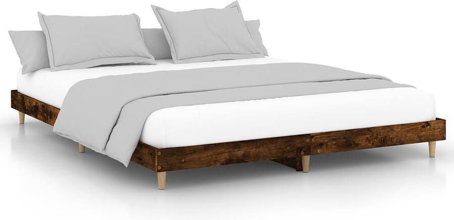 VidaXL Bedframe Gerookt Eiken 120x200 cm Bed Frame Houten Bed Frame Gerookte Eiken Kleur Tweepersoons Bed Boxspring Frame Bedbank - Foto 2