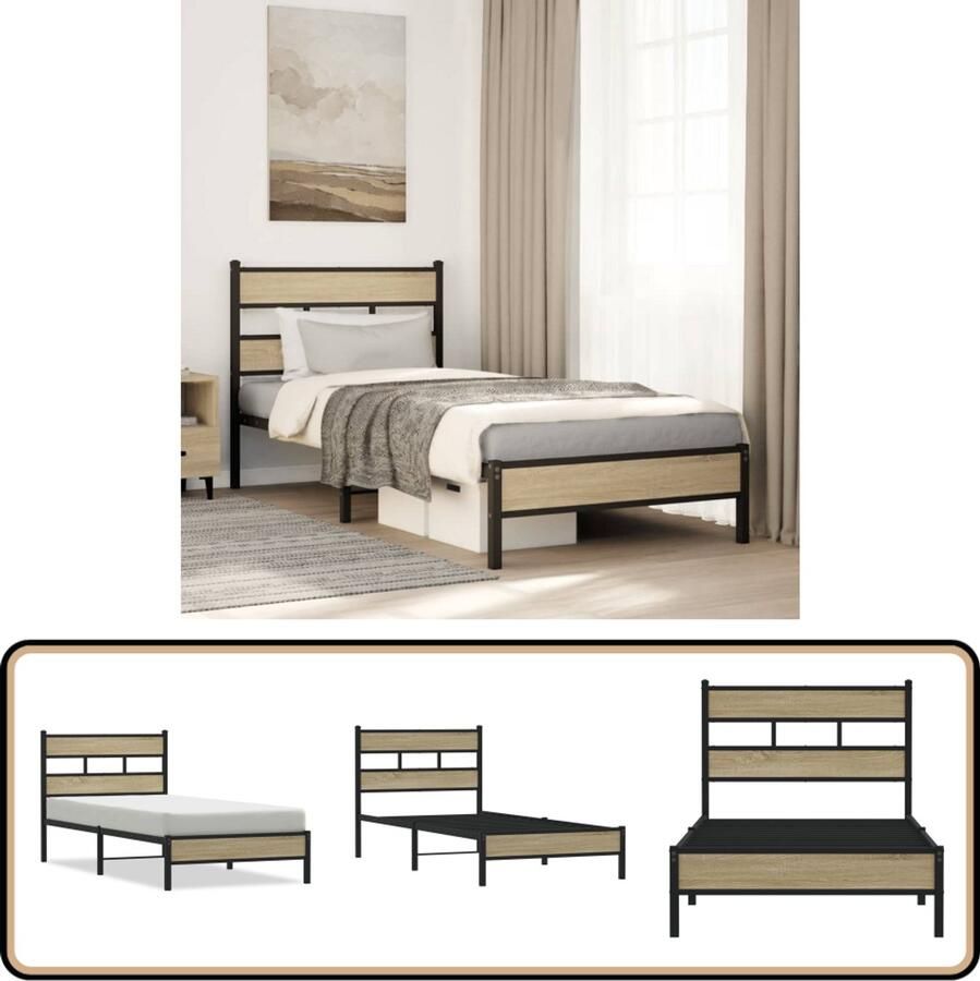 VidaXL Bedframe zonder matras hout sonoma eikenkleurig 100x190 cm