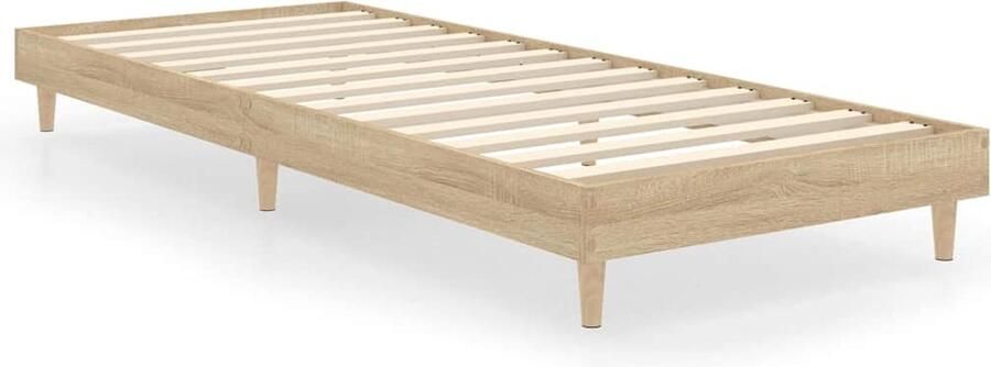 VidaXL Bedframe Hout Sonoma Eiken 75x190 cm Bed Frame Houten Bed Sonoma Eiken Bed Tweepersoons Bed Enkel Bed Met Lattenbodem Duurzaam Bed Budget Bed - Foto 2