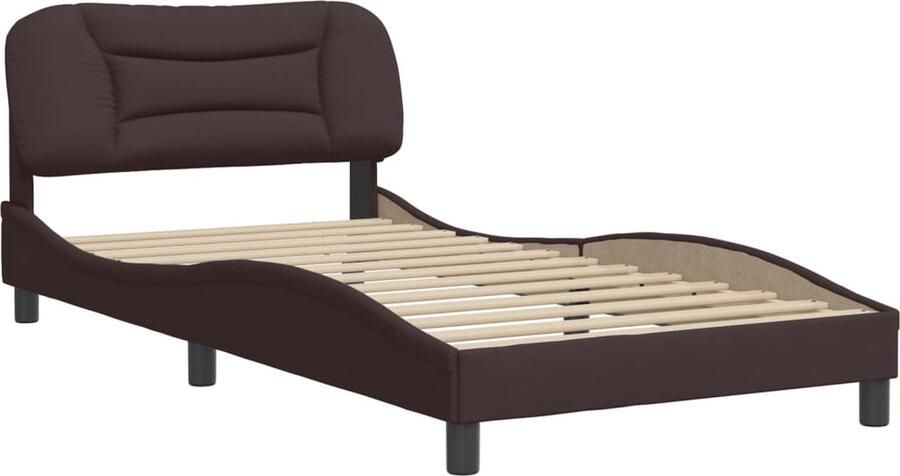 VidaXL Bedframe zonder matras Hvar 100x200 cm stof donkerbruin - Foto 3