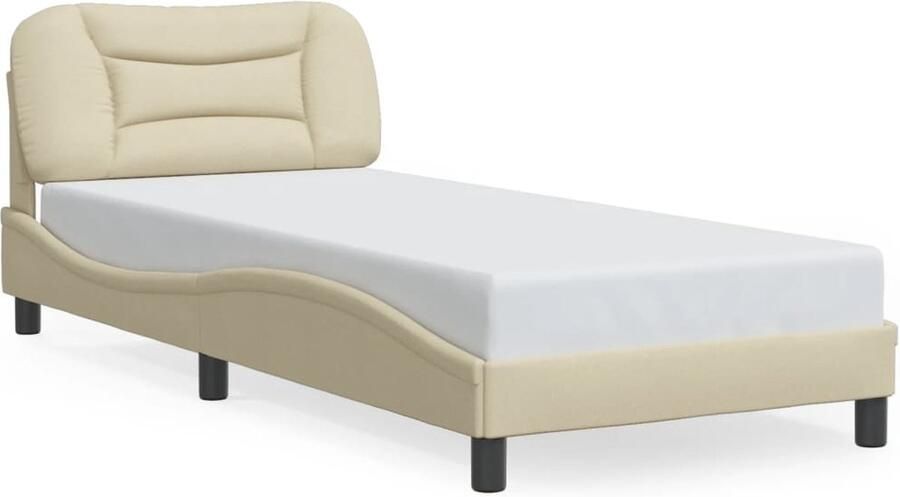 VidaXL Bedframe zonder matras Hvar 80x200 cm stof crèmekleurig - Foto 5