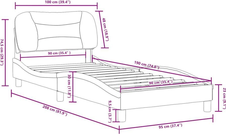 VidaXL Bedframe zonder matras Hvar kunstleer bruin 90x190 cm