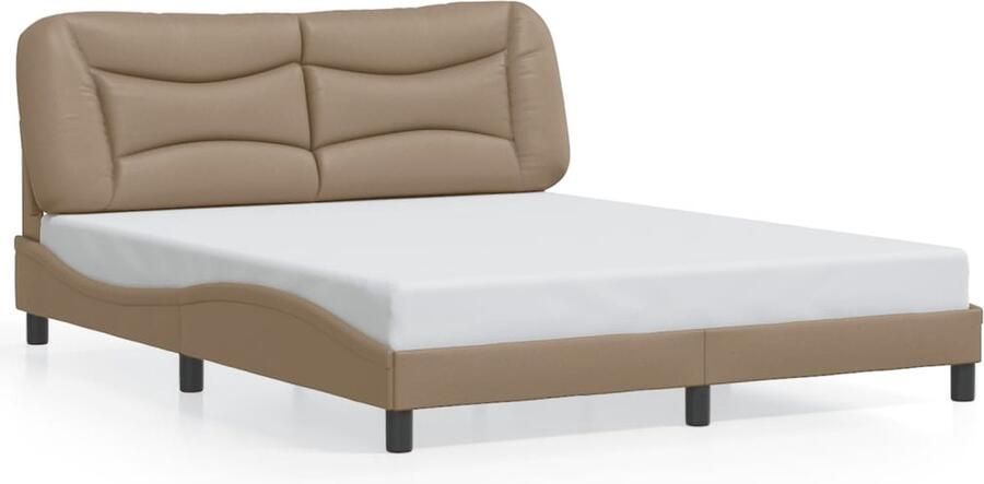 VidaXL Bedframe zonder matras Hvar kunstleer cappuccinokleurig 160x200 cm - Foto 4