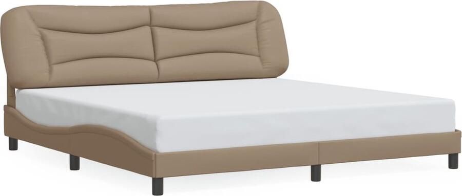 VidaXL Bedframe zonder matras Hvar kunstleer cappuccinokleurig 200x200 cm - Foto 3
