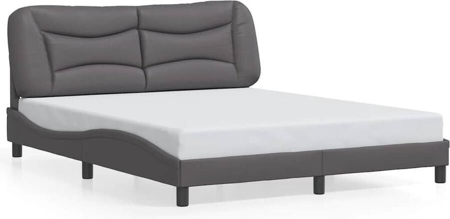 VidaXL Bedframe zonder matras Hvar kunstleer grijs 160x200 cm - Foto 4