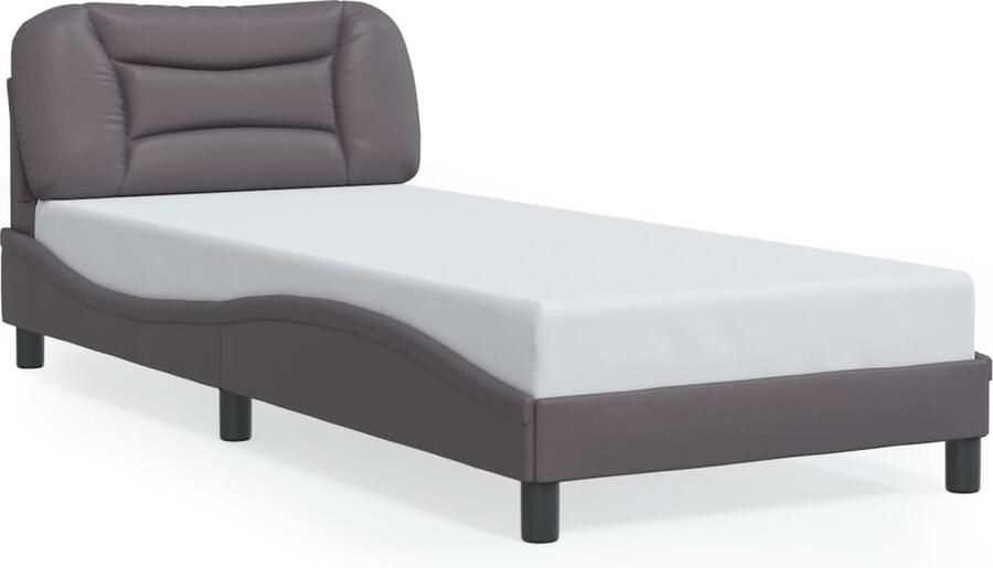 VidaXL Bedframe zonder matras Hvar kunstleer grijs 90x190 cm - Foto 3
