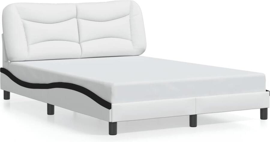 VidaXL Bedframe Viana zonder matras kunstleer wit en zwart 140x190 cm - Foto 4