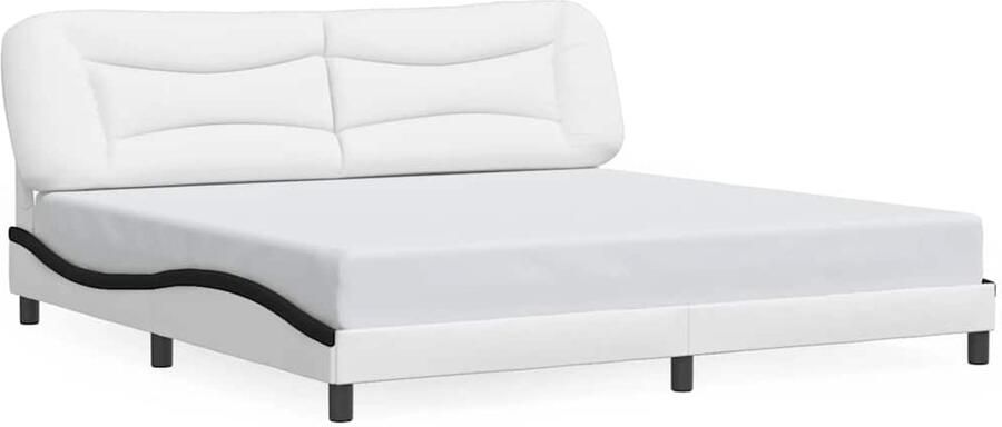 VidaXL Bedframe zonder matras Zadar kunstleer wit en zwart 200x200 cm - Foto 5