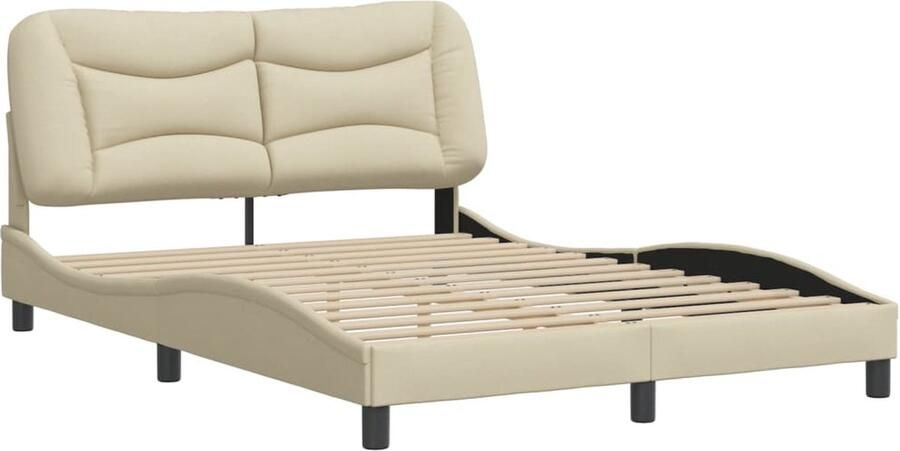 VidaXL Bedframe zonder matras stof crÃ¨mekleurig 140x190 cm - Foto 6