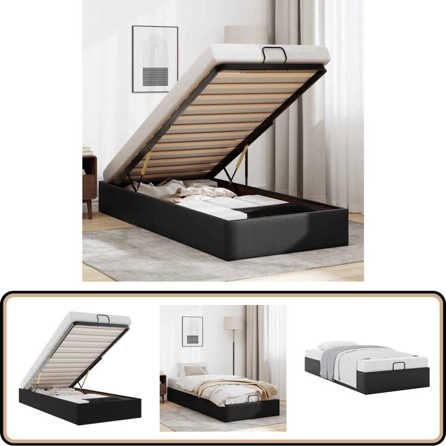 VidaXL Bedframe zonder matras kunstleer zwart 80x200 cm