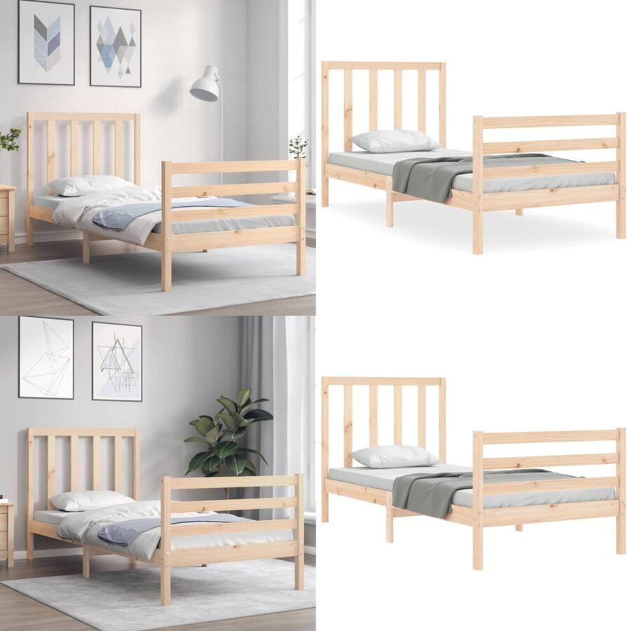 VidaXL Bedframe zonder matras massief grenenhout 100x200 cm Bedframe Bedframes Bed Eenpersoonsbed - Foto 6