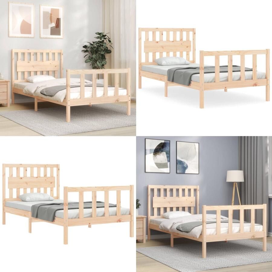 VidaXL Bedframe zonder matras massief grenenhout 100x200 cm Bedframe Bedframes Bed Eenpersoonsbed