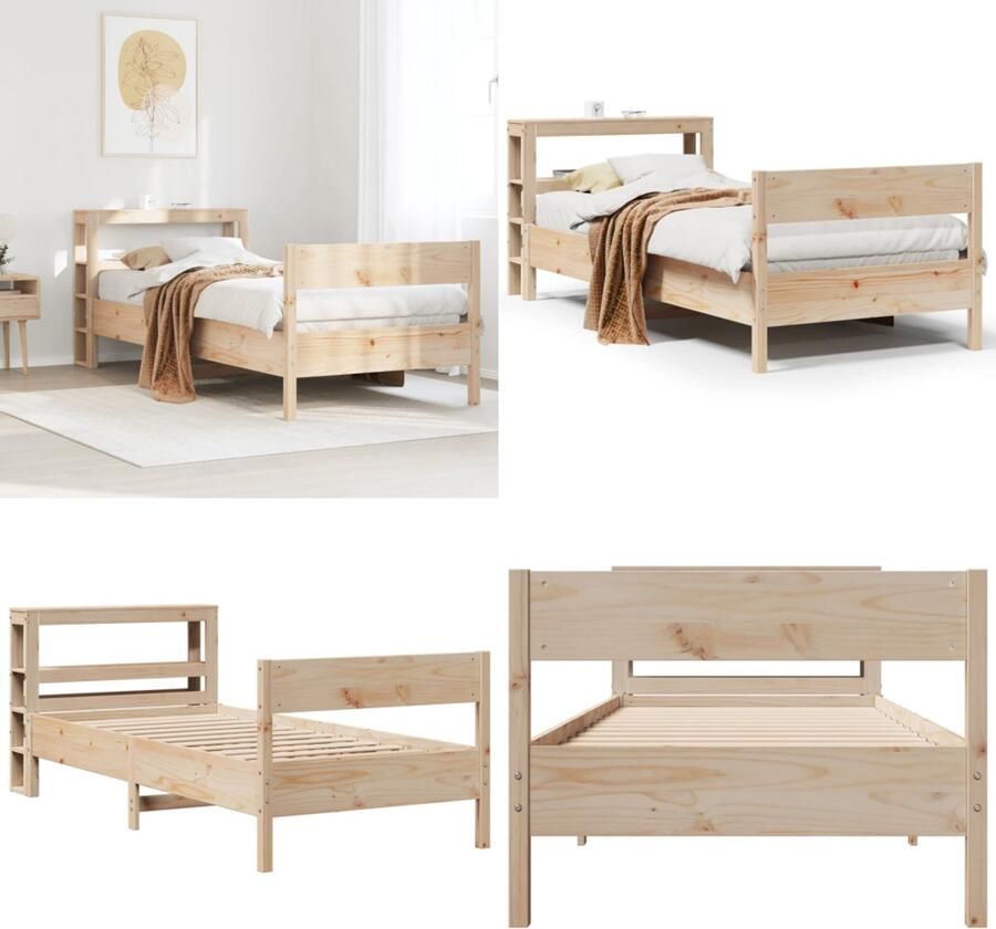 VidaXL Bedframe zonder matras massief grenenhout 100x200 cm Bedframe Bedframes Bed Eenpersoonsbed