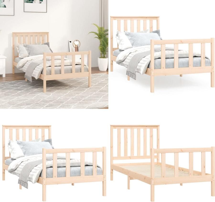 VidaXL Bedframe zonder matras massief grenenhout 100x200 cm Bedframe Bedframes Eenpersoonsbed Bed