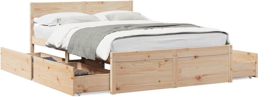 VidaXL Bedframe zonder matras massief grenenhout 120x190 cm - Foto 2