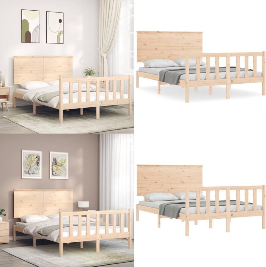 VidaXL Bedframe zonder matras massief grenenhout 120x200 cm Bedframe Bedframes Bed Tweepersoonsbed - Foto 2