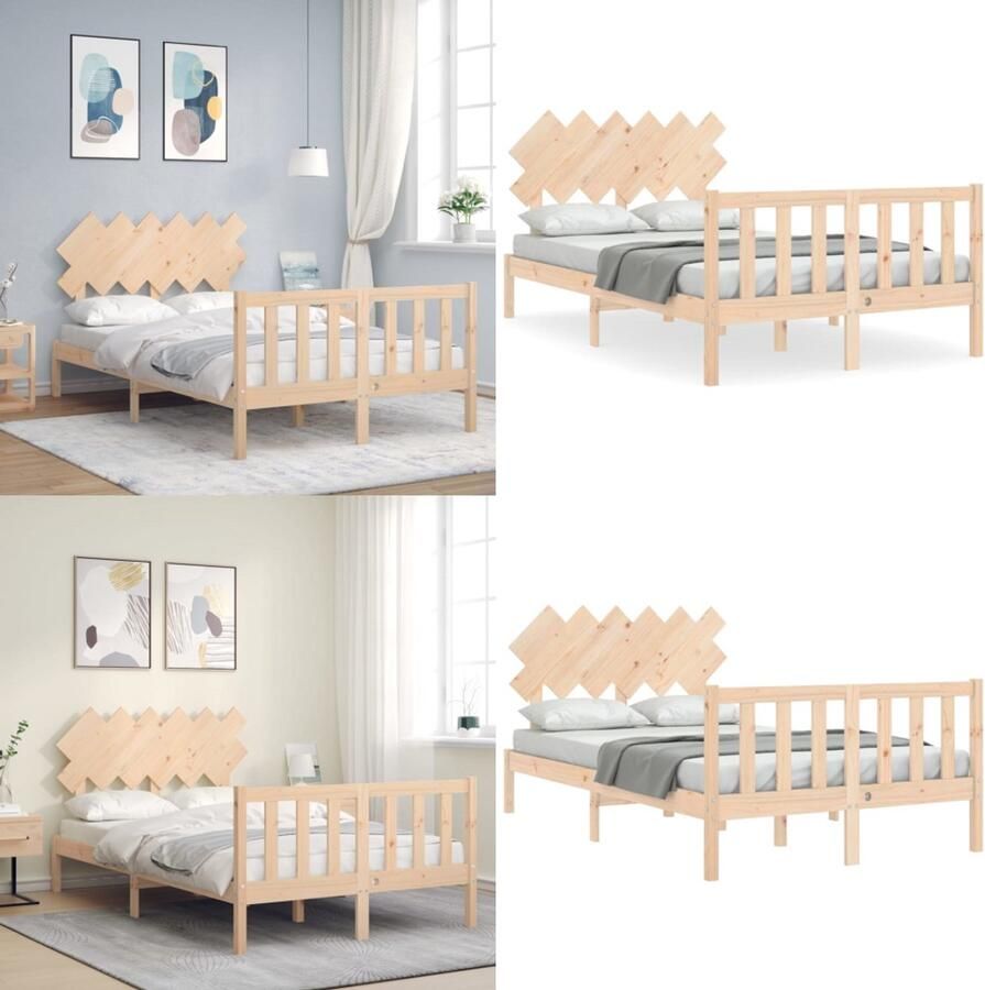 VidaXL Bedframe zonder matras massief grenenhout 120x200 cm Bedframe Bedframes Bed Tweepersoonsbed