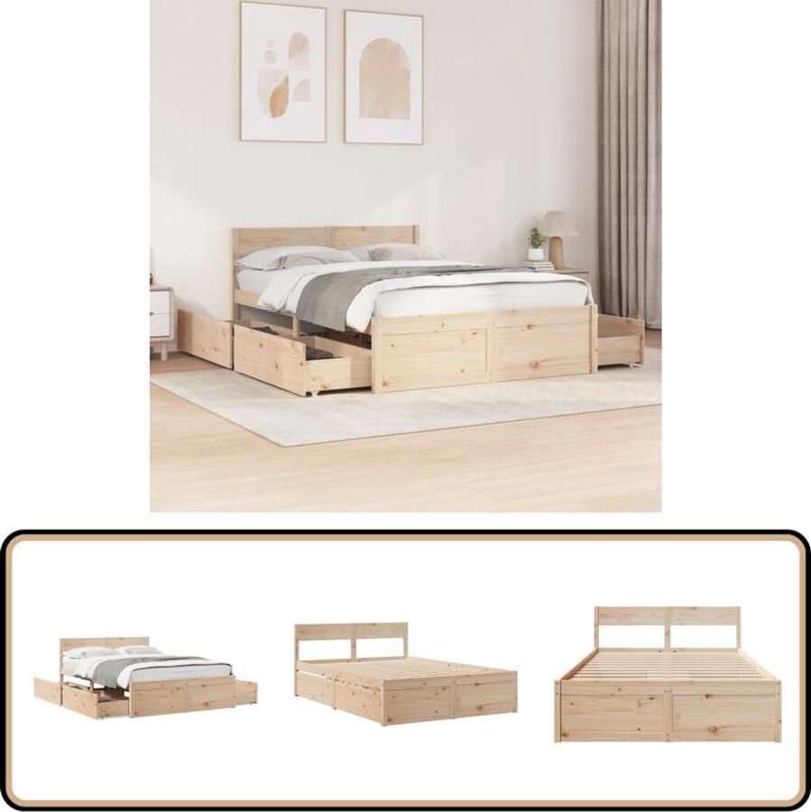 VidaXL Bedframe zonder matras massief grenenhout 120x200 cm - Foto 3