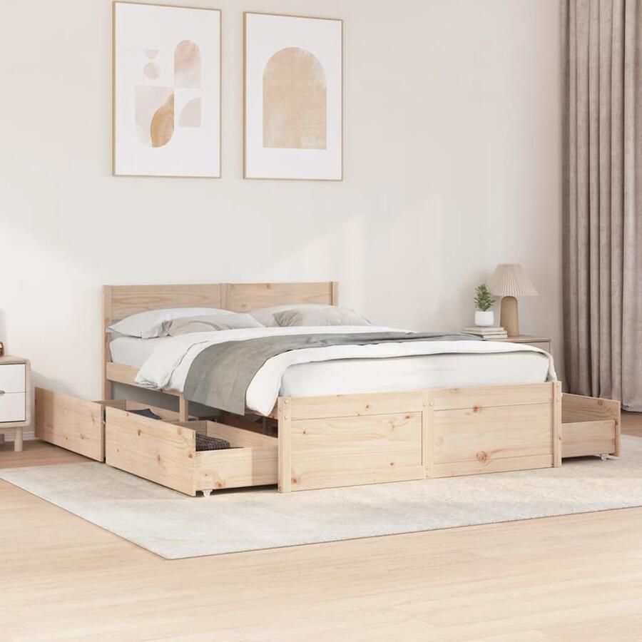 VidaXL Bedframe zonder matras massief grenenhout 120x200 cm - Foto 2