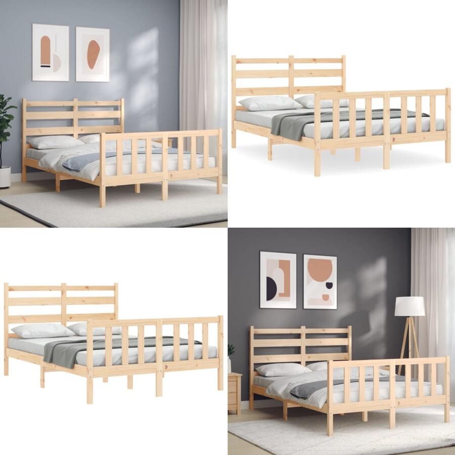 VidaXL Bedframe zonder matras massief grenenhout 140x190 cm Bedframe Bedframes Bed Tweepersoonsbed
