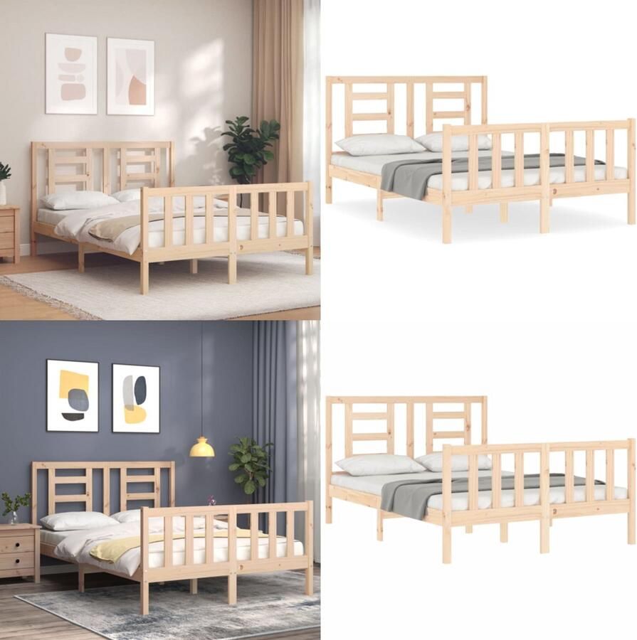 VidaXL Bedframe zonder matras massief grenenhout 140x190 cm Bedframe Bedframes Bed Tweepersoonsbed