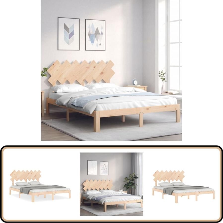 VidaXL Bedframe Massief Grenenhout 140x190 cm Massief Hout Bed Grenenhout Bed Tweepersoons Bed Hoofd- En Voeteneind Lattenbodem Bed Frame - Foto 19