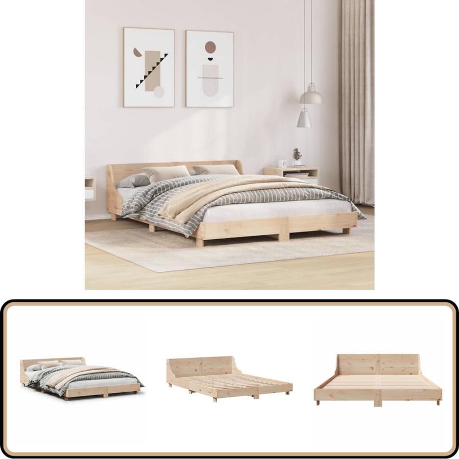 VidaXL Bedframe Massief Grenenhout 140x190 cm Massief Hout Bed Grenenhout Bed Tweepersoons Bed Hoofd- En Voeteneind Lattenbodem Bed Frame - Foto 20