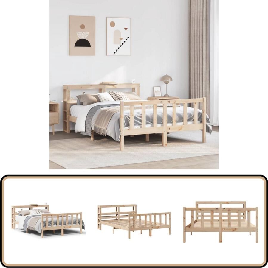 VidaXL Bedframe zonder matras massief grenenhout 140x190 cm