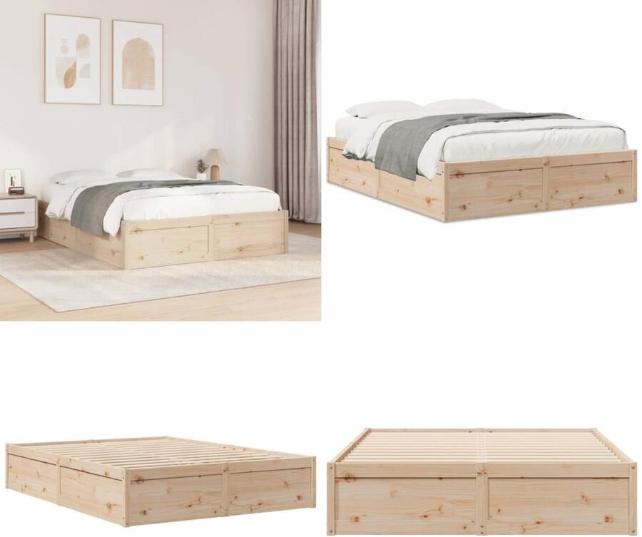 VidaXL Bedframe zonder matras massief grenenhout 140x200 cm