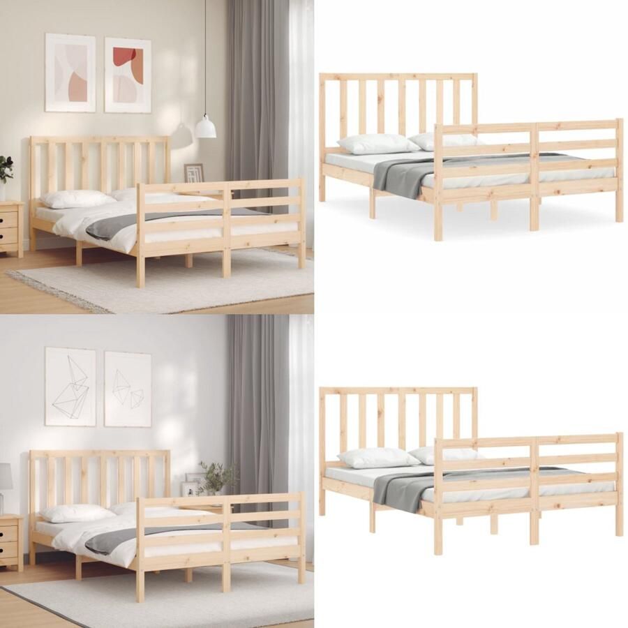 VidaXL Bedframe zonder matras massief grenenhout 120x200 cm Bedframe Bedframes Bed Tweepersoonsbed - Foto 3