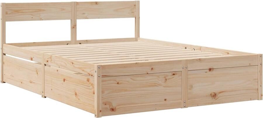 VidaXL Bedframe zonder matras massief grenenhout 140x200 cm - Foto 2