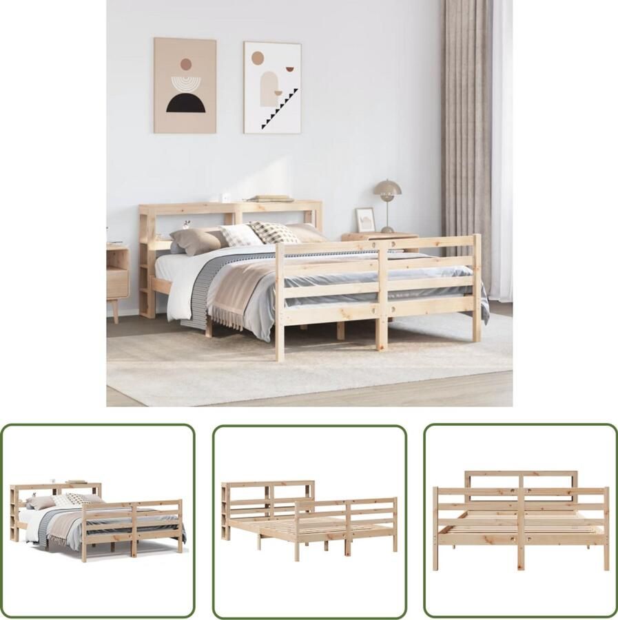 VidaXL Bedframe zonder matras massief grenenhout 150x200 cm Bed Frame Houten Bed Grenen Hout Bedbank Slaapkamers
