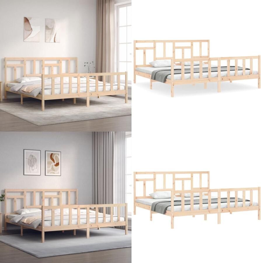 VidaXL Bedframe zonder matras massief grenenhout 200x200 cm Bedframe Bedframes Bed Tweepersoonsbed - Foto 9