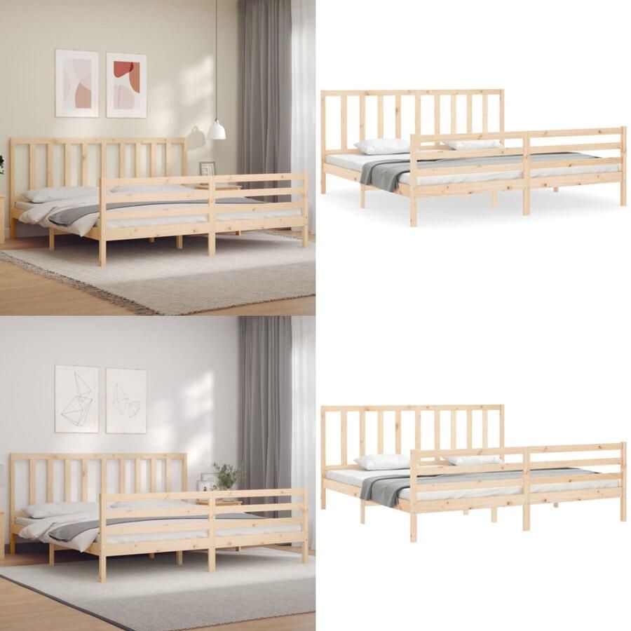VidaXL Bedframe zonder matras massief grenenhout 200x200 cm Bedframe Bedframes Bed Tweepersoonsbed - Foto 3