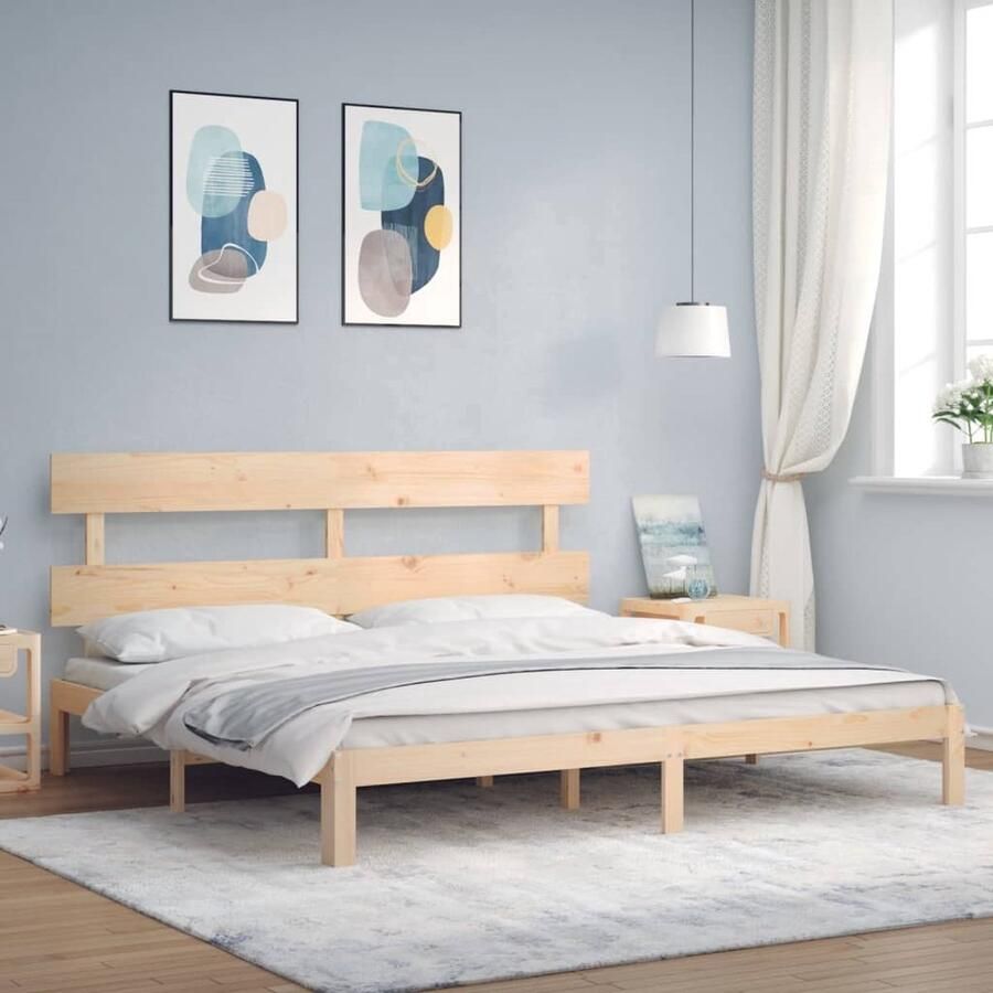 VidaXL Bedframe zonder matras massief grenenhout 200x200 cm Bedframe Bedframes Bed Tweepersoonsbed - Foto 4