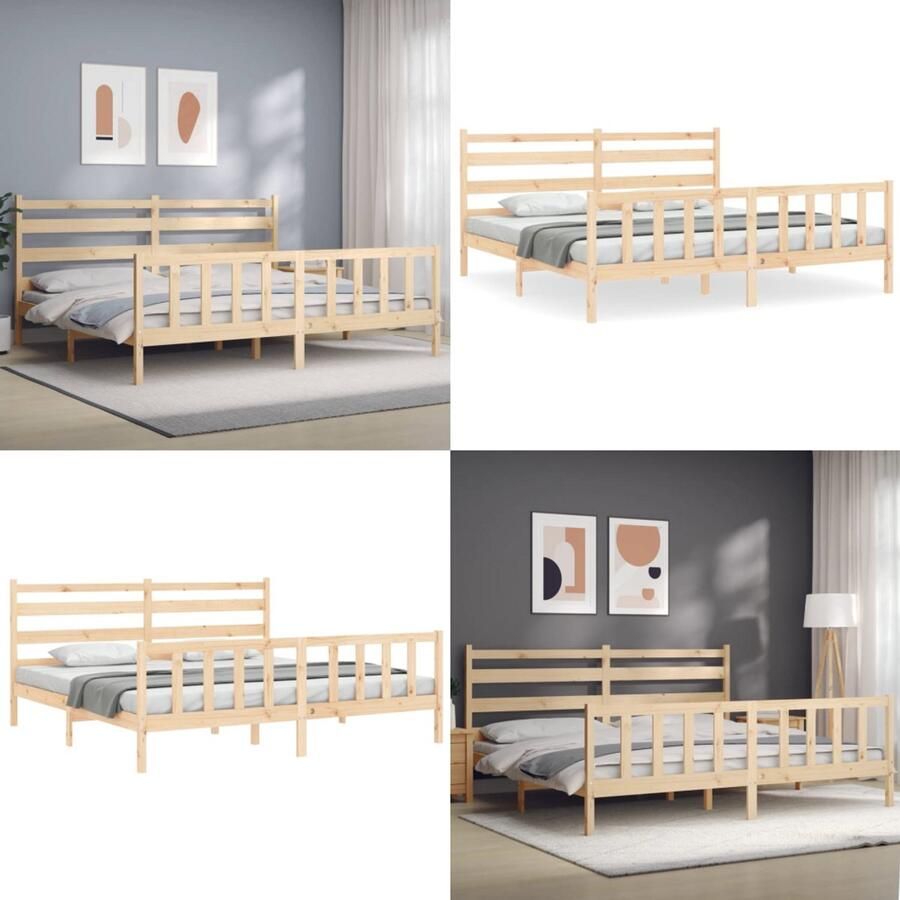 VidaXL Bedframe zonder matras massief grenenhout 200x200 cm Bedframe Bedframes Bed Tweepersoonsbed - Foto 2