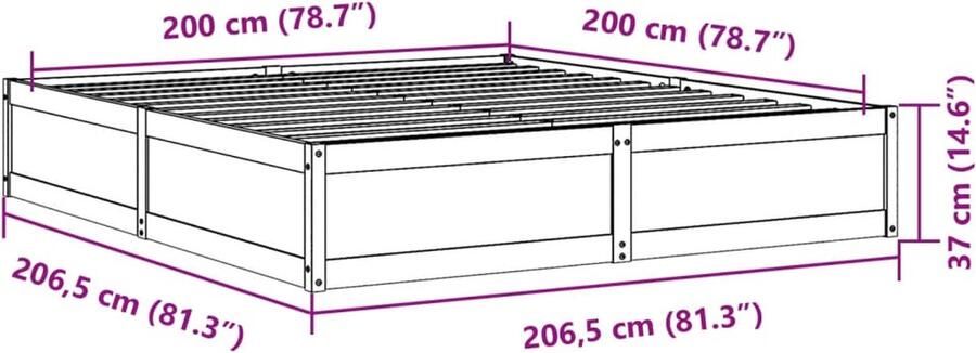 VidaXL Bedframe zonder matras massief grenenhout 200x200 cm - Foto 2
