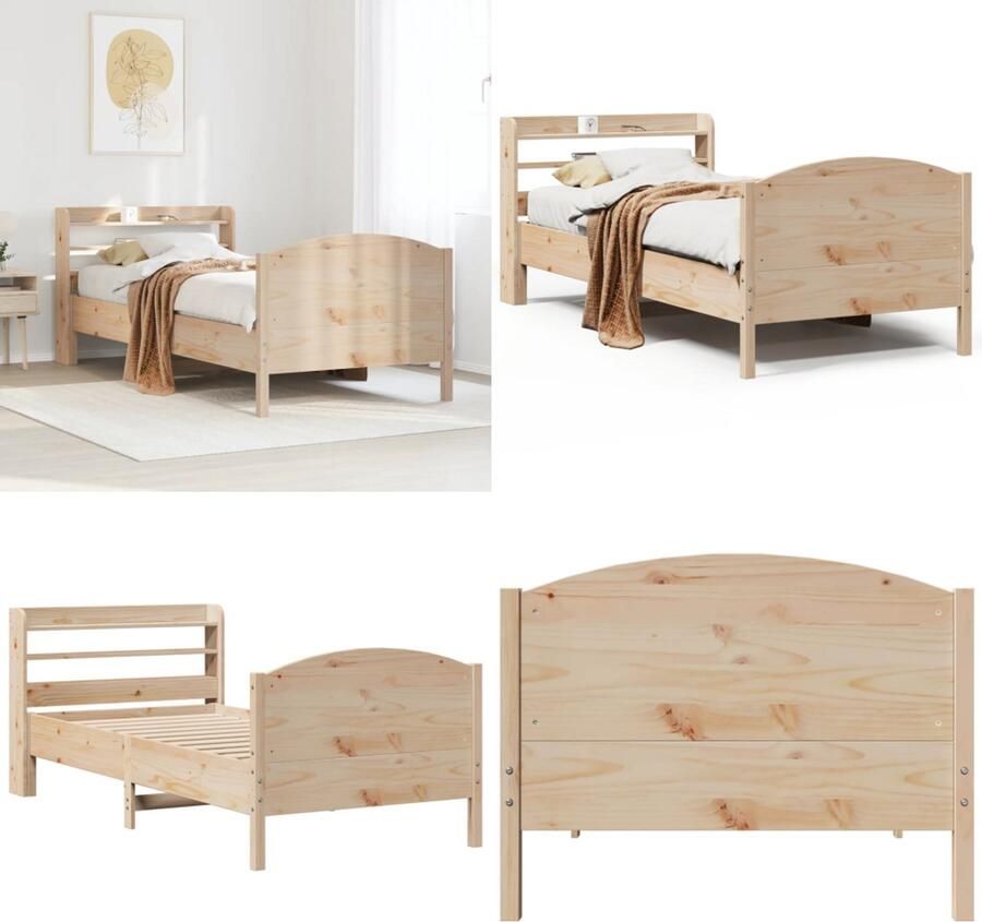 VidaXL Bedframe zonder matras massief grenenhout 75x190 cm Bedframe Bedframes Bed Eenpersoonsbed