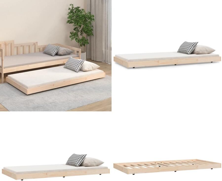 VidaXL Bedframe zonder matras massief grenenhout 75x190 cm Bedframe Bedframes Eenpersoonsbed Bed