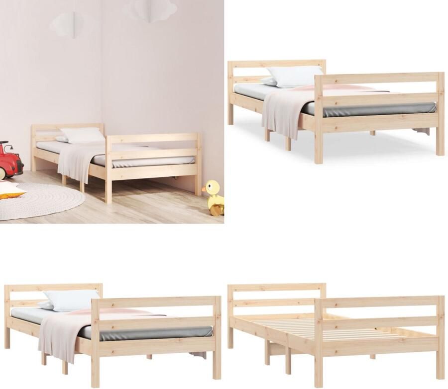 VidaXL Bedframe zonder matras massief grenenhout 75x190 cm Bedframe Eenpersoonsbed Bed