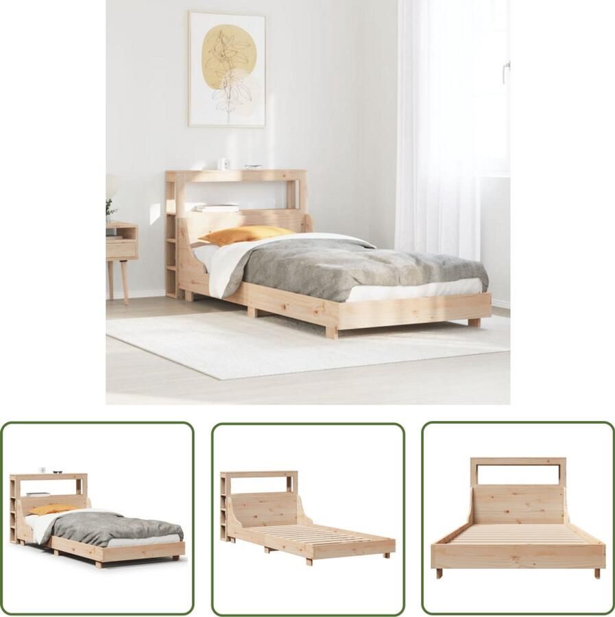 VidaXL Bedframe zonder matras massief grenenhout 75x190 cm Bedframe Houten Bed Grenenhouten Bed Tweepersoonsbed Kingsize Bed