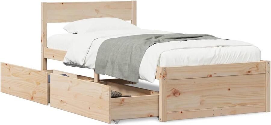 VidaXL Bedframe zonder matras massief grenenhout 75x190 cm