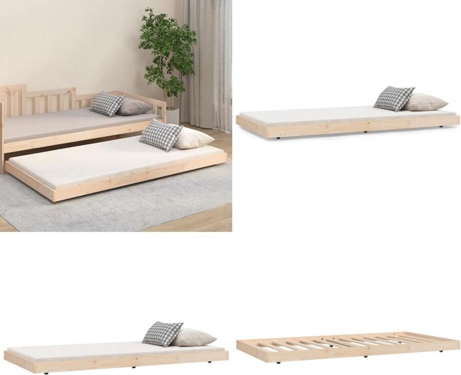 VidaXL Bedframe zonder matras massief grenenhout 100x200 cm Bedframe Bedframes Eenpersoonsbed Bed