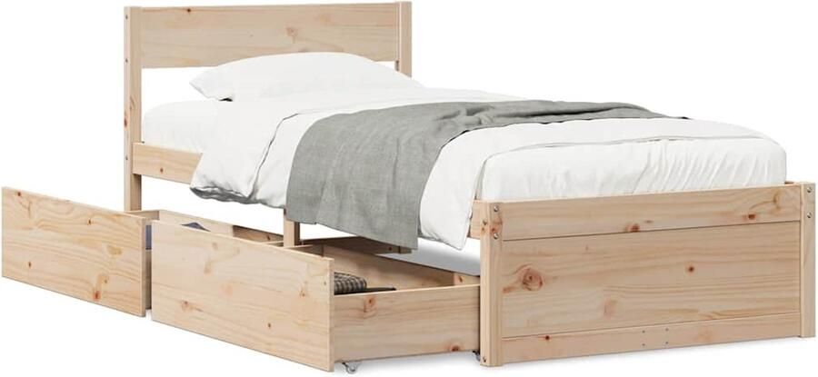 VidaXL Bedframe zonder matras massief grenenhout 90x190 cm