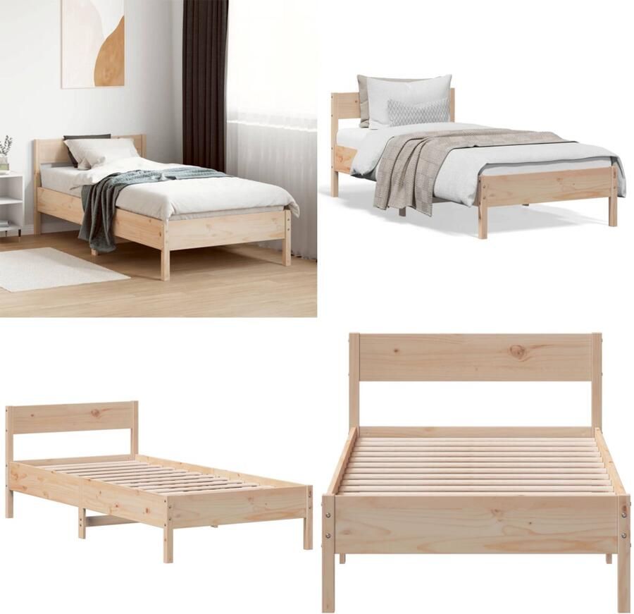 VidaXL Bedframe zonder matras massief grenenhout 90x200 cm Bedframe Bedframes Bed Eenpersoonsbed