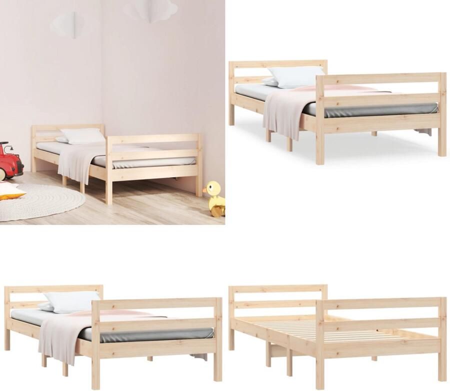 VidaXL Bedframe zonder matras massief grenenhout 90x200 cm Bedframe Eenpersoonsbed Bed